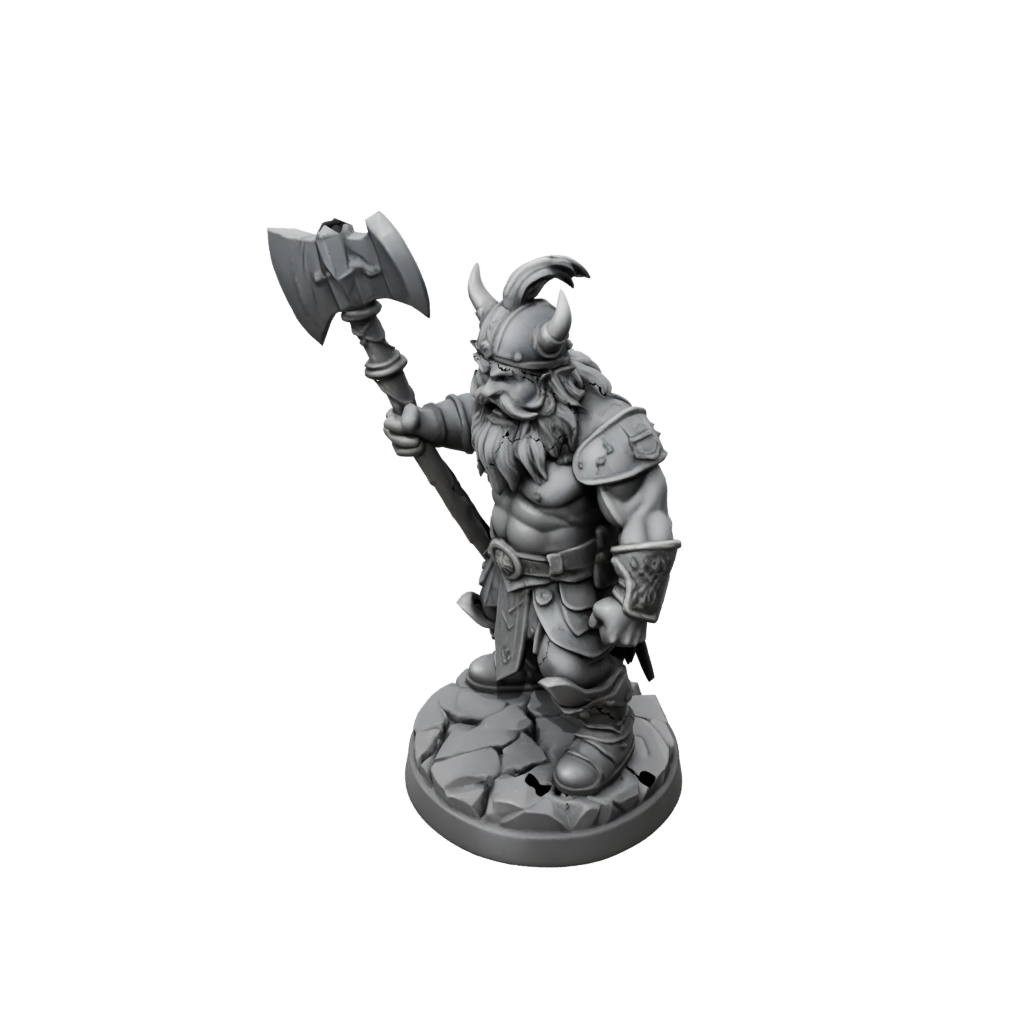 Low-Poly Dwarf Warrior With Battleaxe