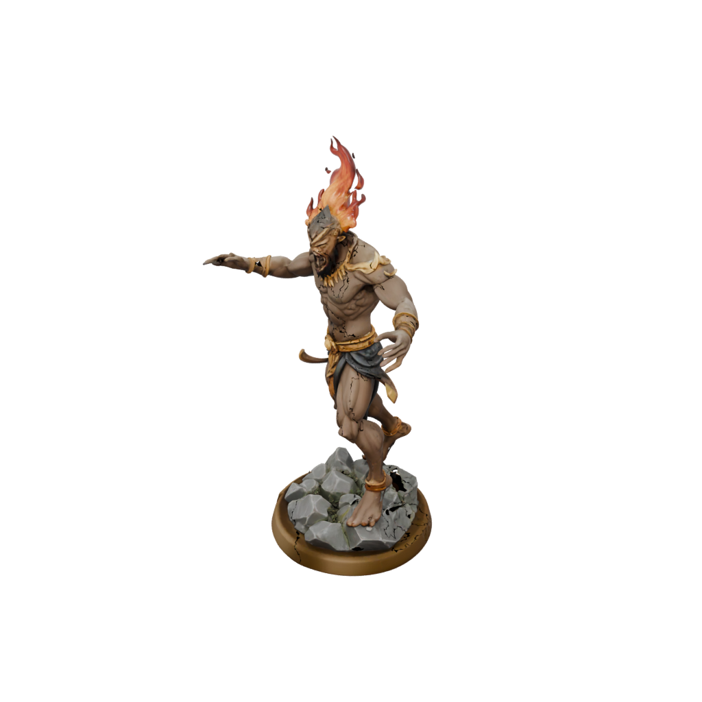 Low-Poly Fire Genie Efreet