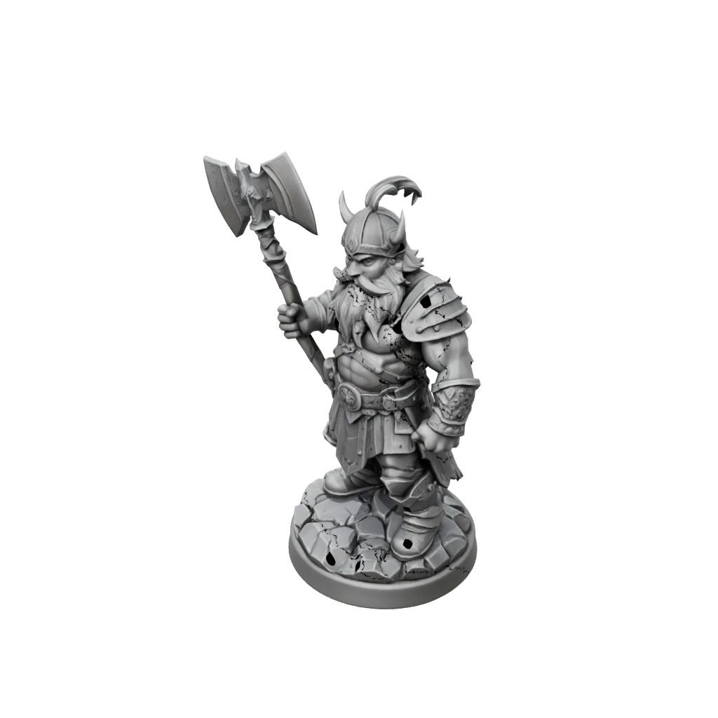 Low-Poly Dwarf Warrior With Battleaxe
