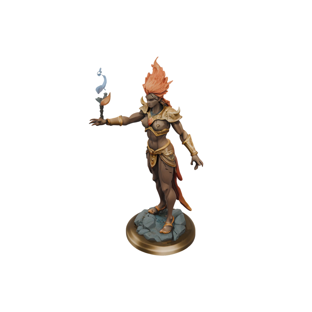 Low-Poly Fire Genie Efreet