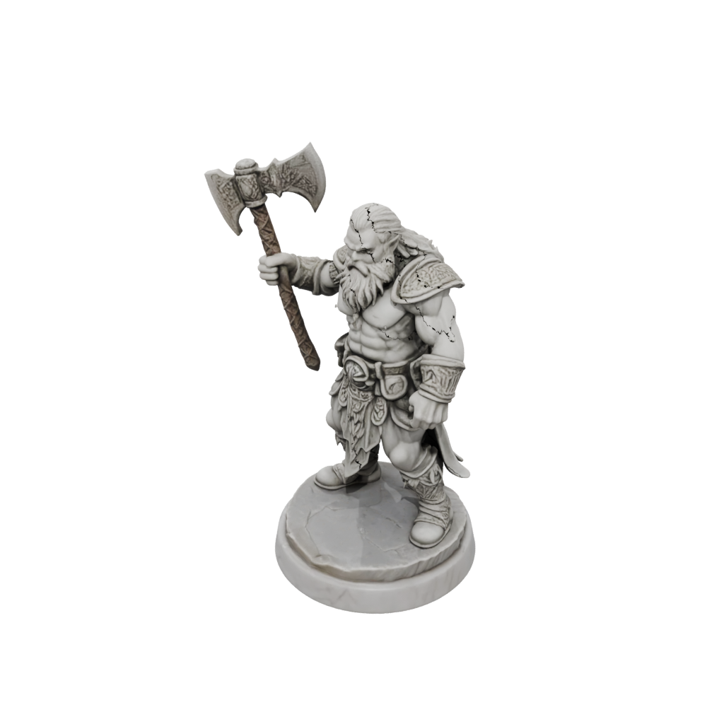 Marble Dwarf Warrior With Battleaxe