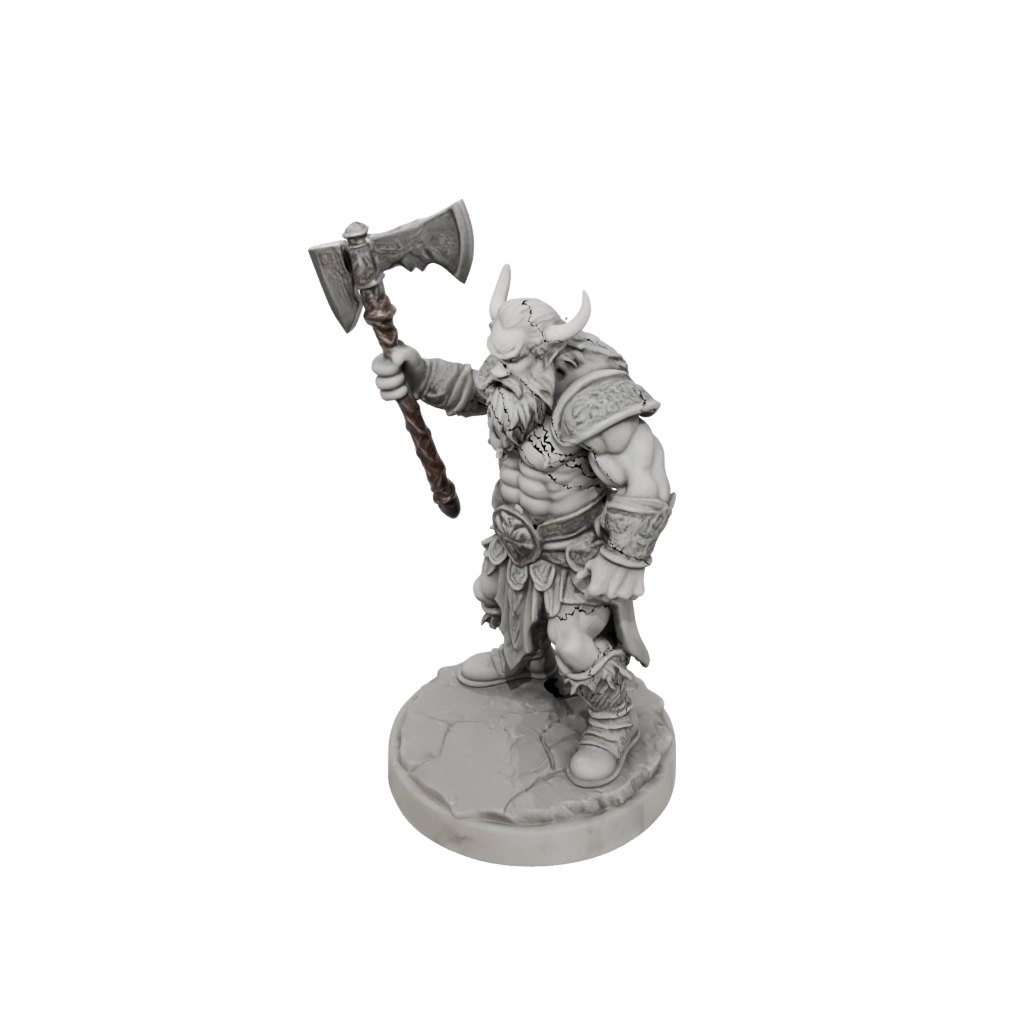 Marble Dwarf Warrior With Battleaxe