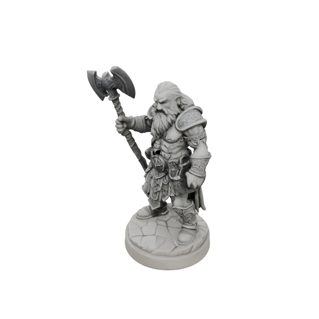 Marble Dwarf Warrior With Battleaxe