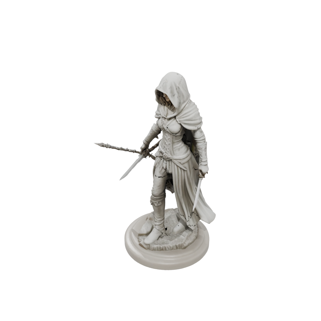 Marble Hooded Rogue With Daggers