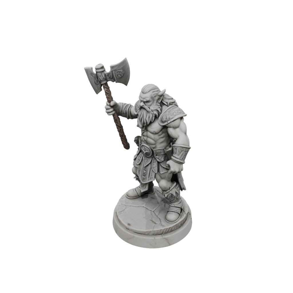 Marble Dwarf Warrior With Battleaxe