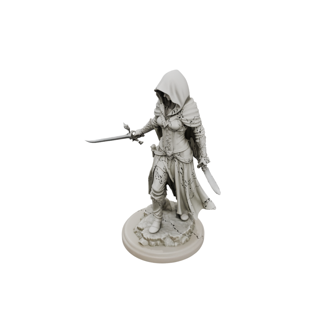 Marble Hooded Rogue With Daggers
