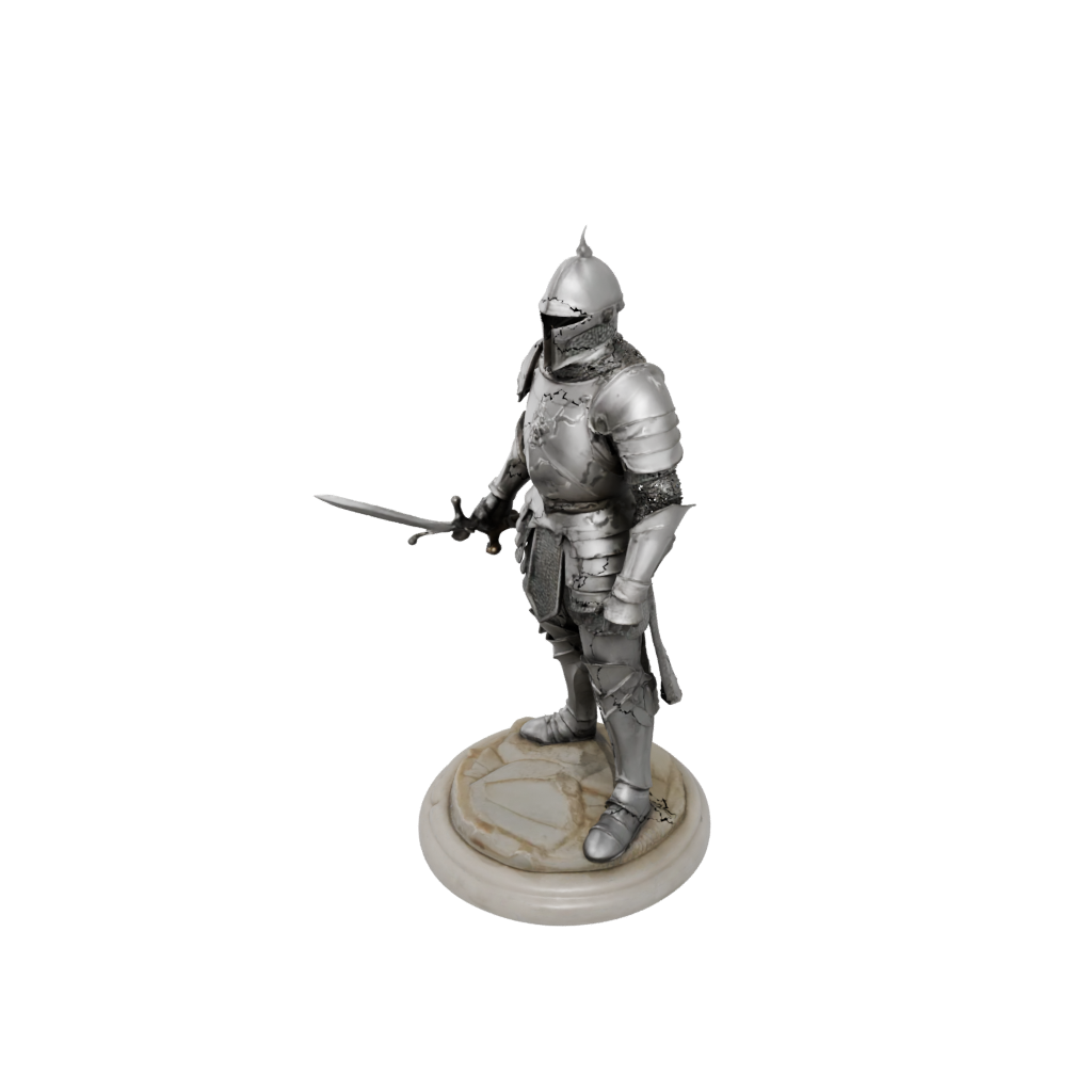 Marble Knight In Full Plate Armor