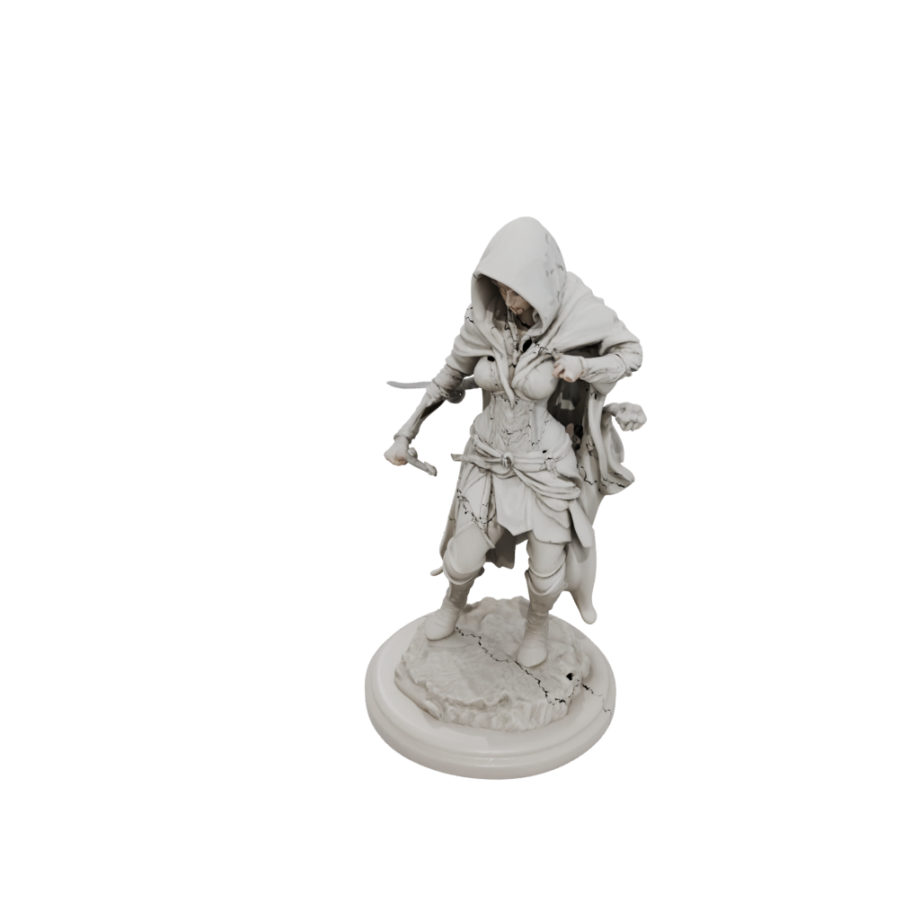 Marble Hooded Rogue With Daggers