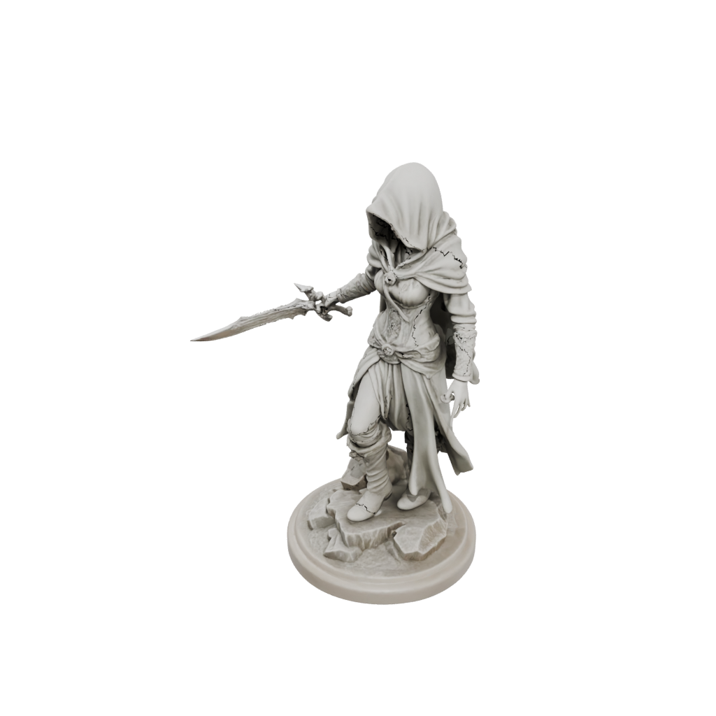 Marble Hooded Rogue With Daggers