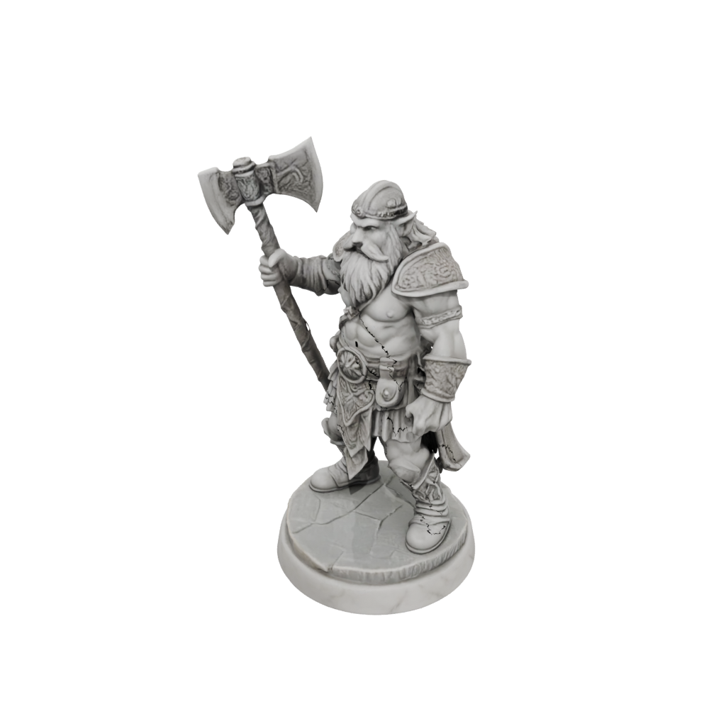 Marble Dwarf Warrior With Battleaxe