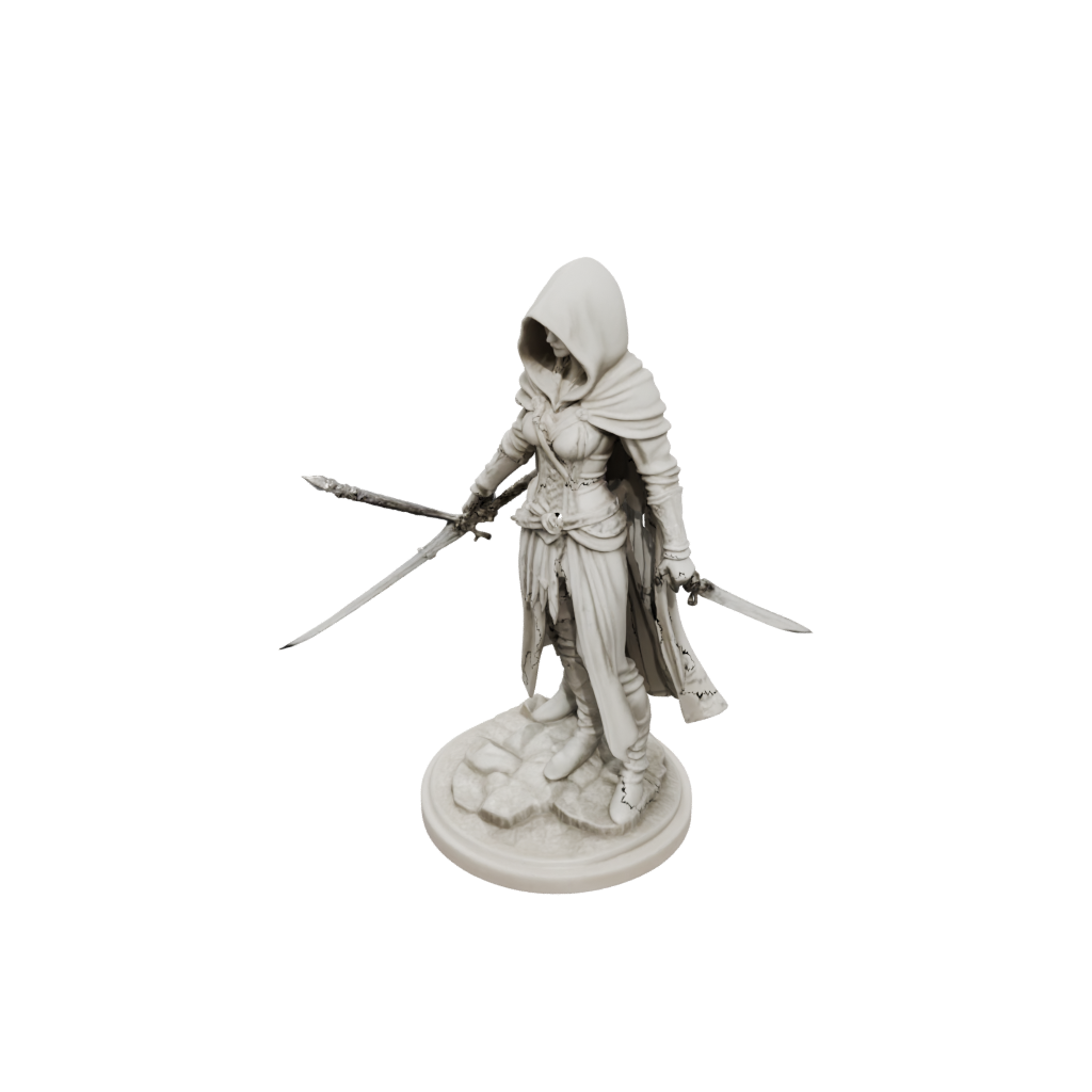 Marble Hooded Rogue With Daggers