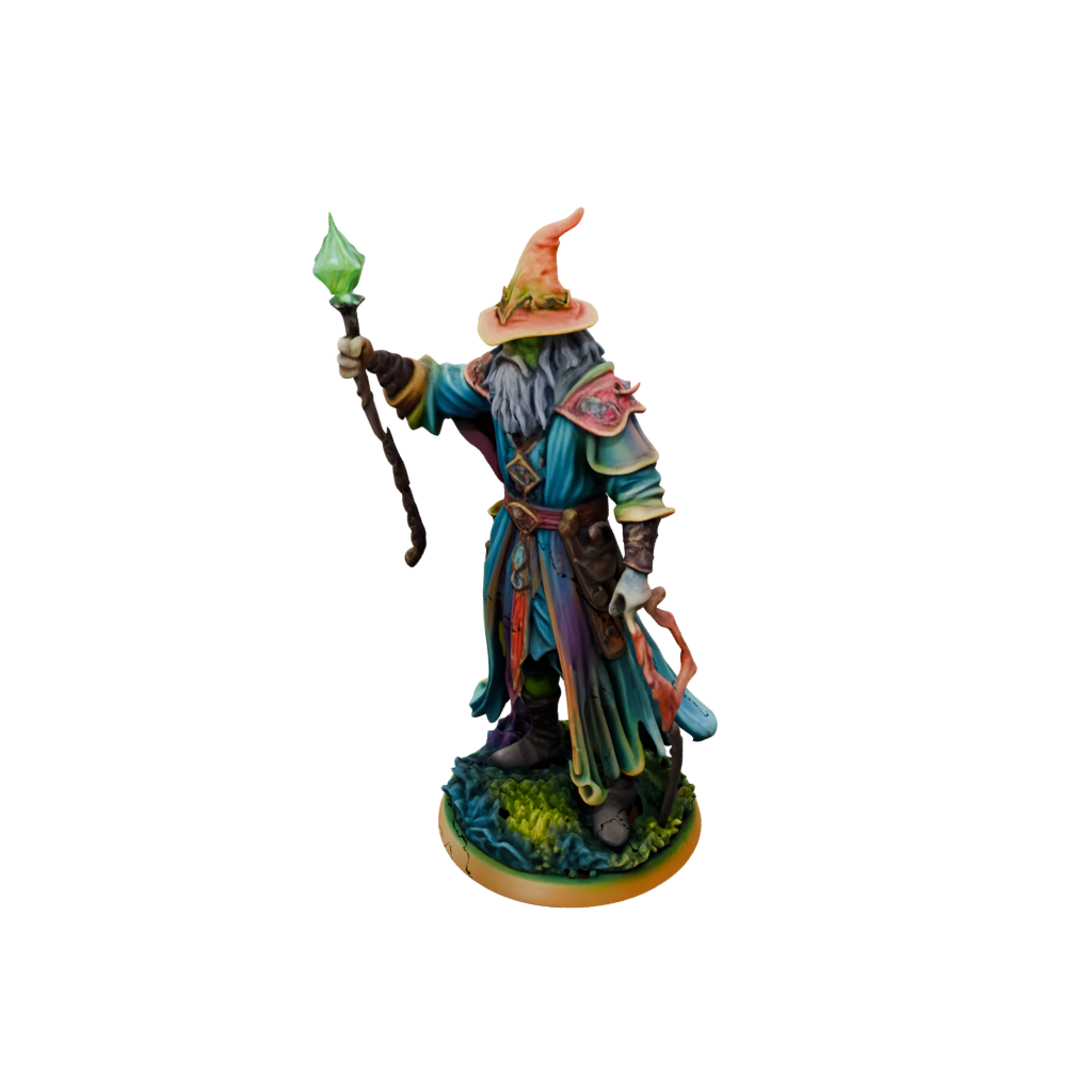 Neon Battle Wizard With Staff
