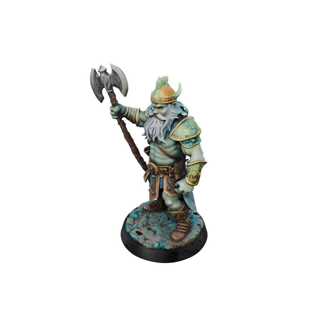 Neon Dwarf Warrior With Battleaxe