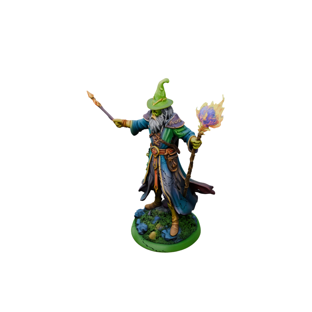 Neon Battle Wizard With Staff
