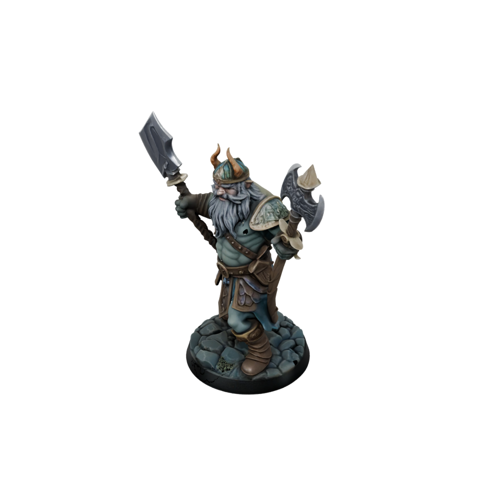 Neon Dwarf Warrior With Battleaxe