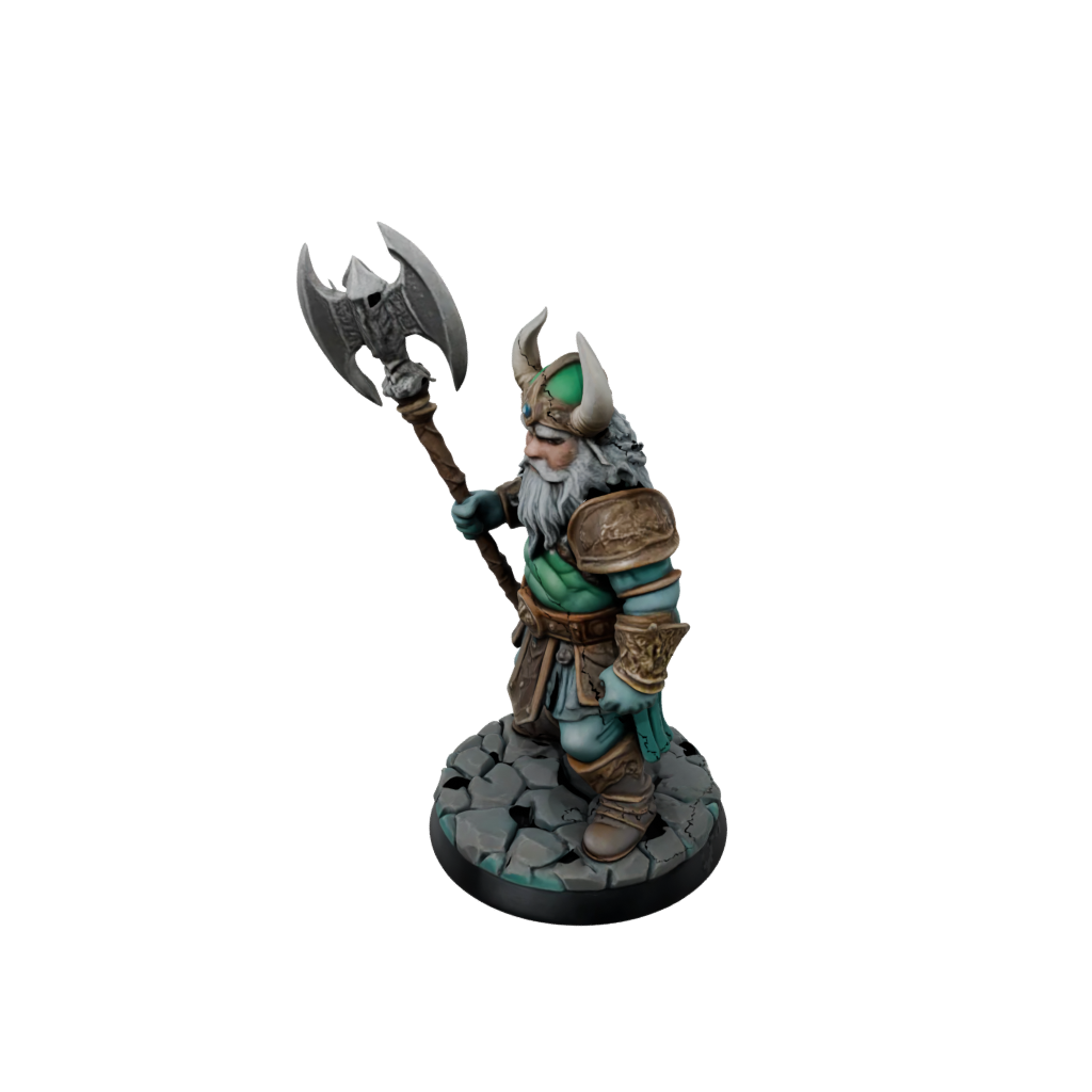 Neon Dwarf Warrior With Battleaxe