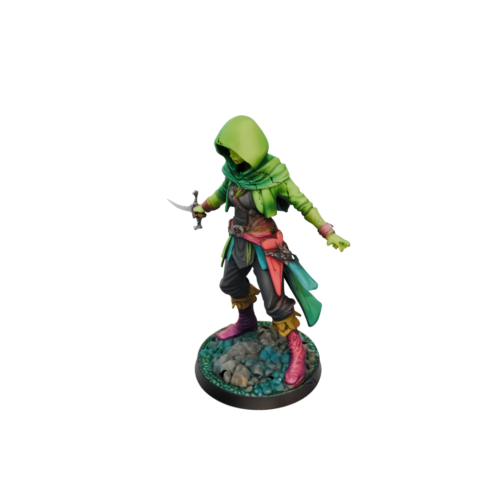 Neon Hooded Rogue With Daggers