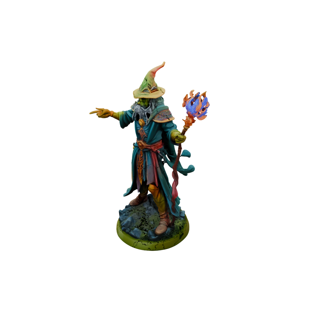 Neon Battle Wizard With Staff