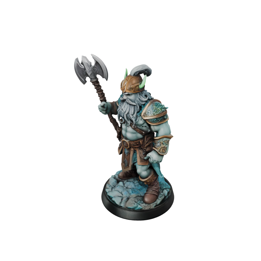 Neon Dwarf Warrior With Battleaxe