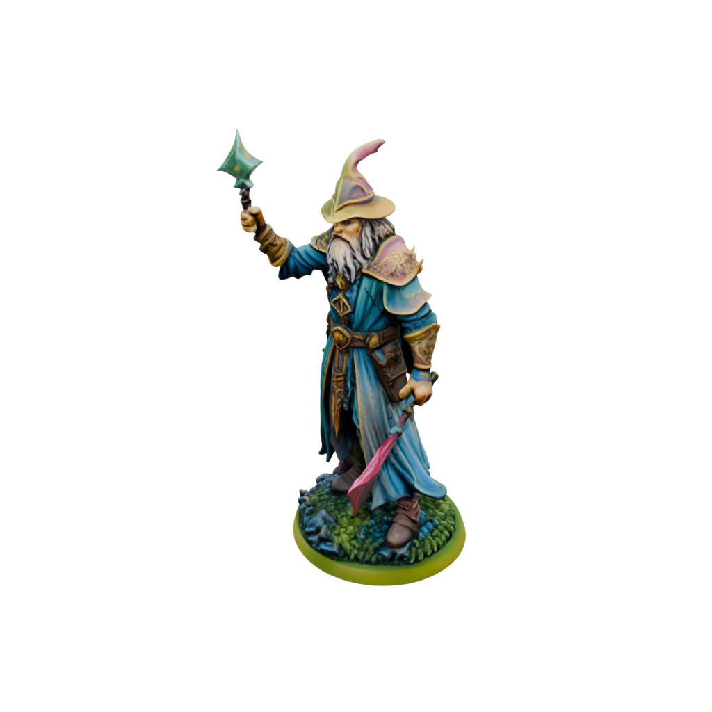 Neon Battle Wizard With Staff