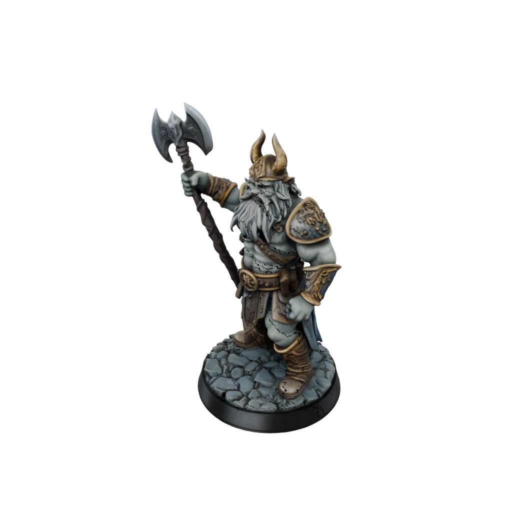 Neon Dwarf Warrior With Battleaxe