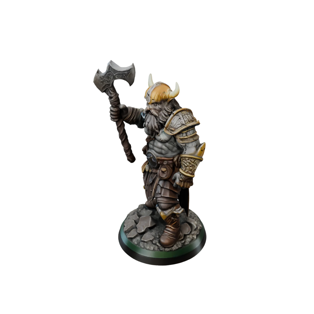 Neon Dwarf Warrior With Battleaxe
