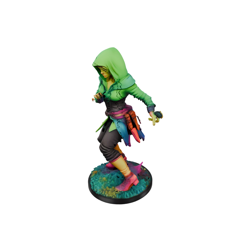 Neon Hooded Rogue With Daggers