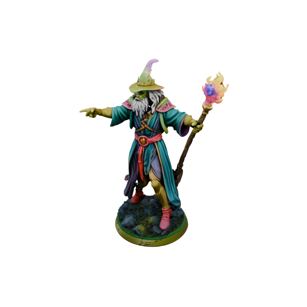 Neon Battle Wizard With Staff