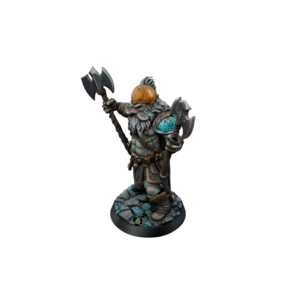 Neon Dwarf Warrior With Battleaxe