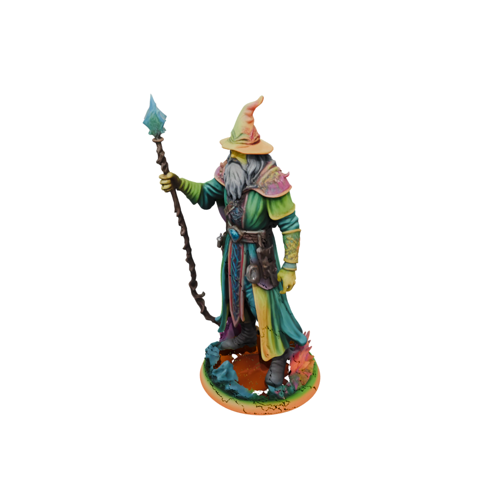 Neon Battle Wizard With Staff