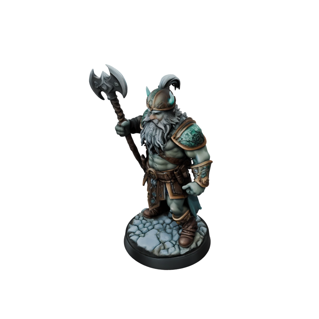 Neon Dwarf Warrior With Battleaxe
