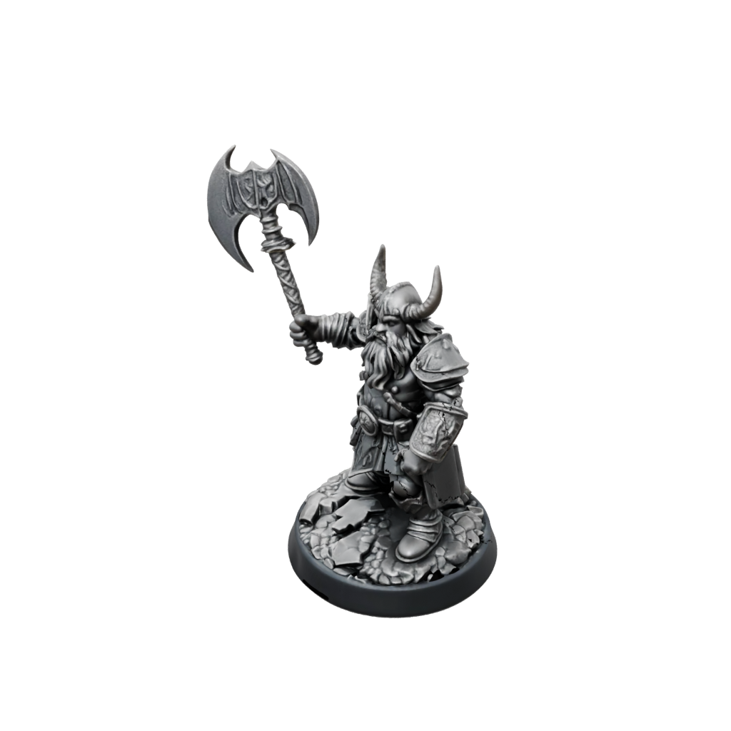 Obsidian Dwarf Warrior With Battleaxe
