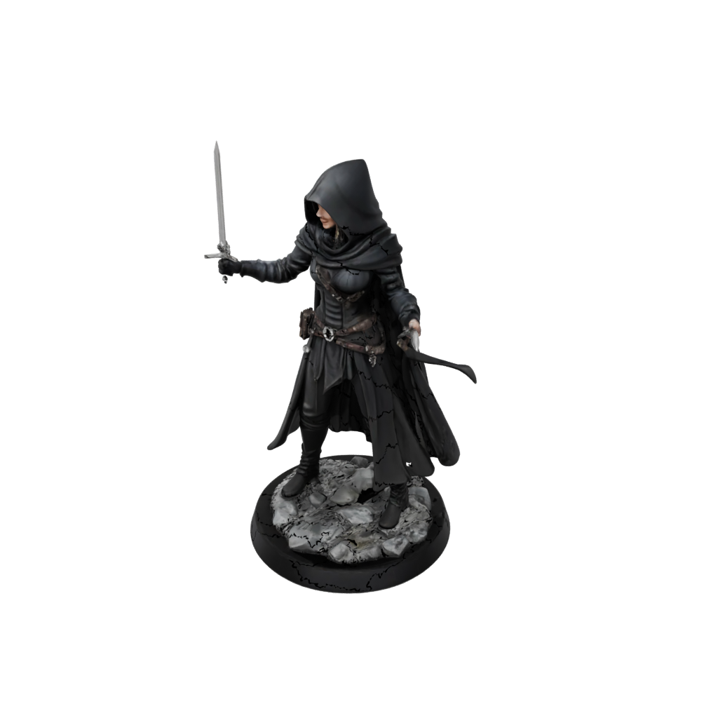 Obsidian Hooded Rogue With Daggers