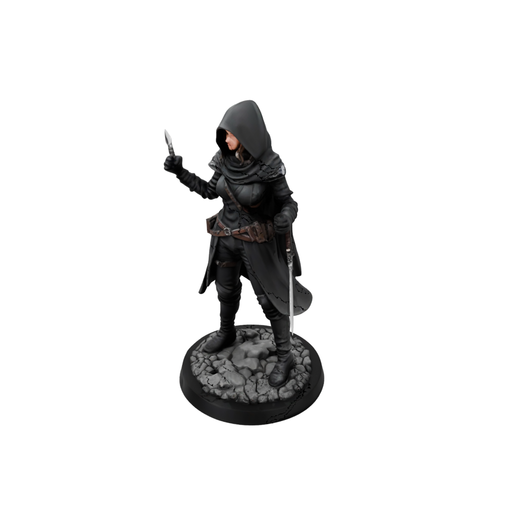 Obsidian Hooded Rogue With Daggers