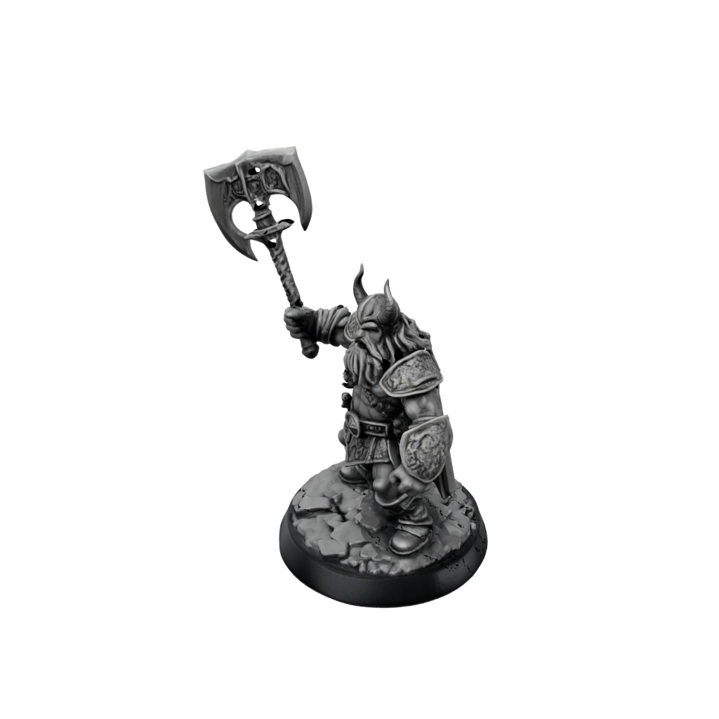 Obsidian Dwarf Warrior With Battleaxe