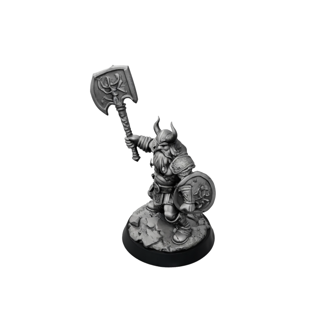 Obsidian Dwarf Warrior With Battleaxe