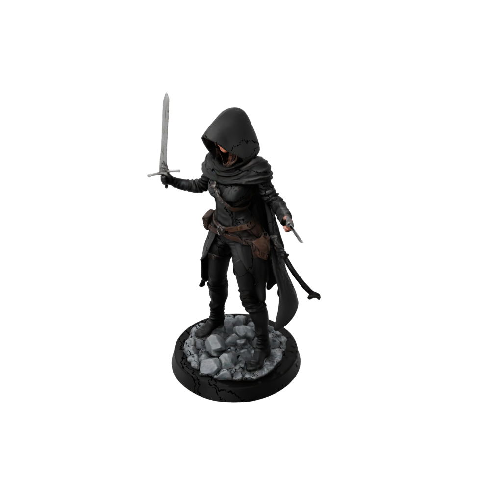 Obsidian Hooded Rogue With Daggers