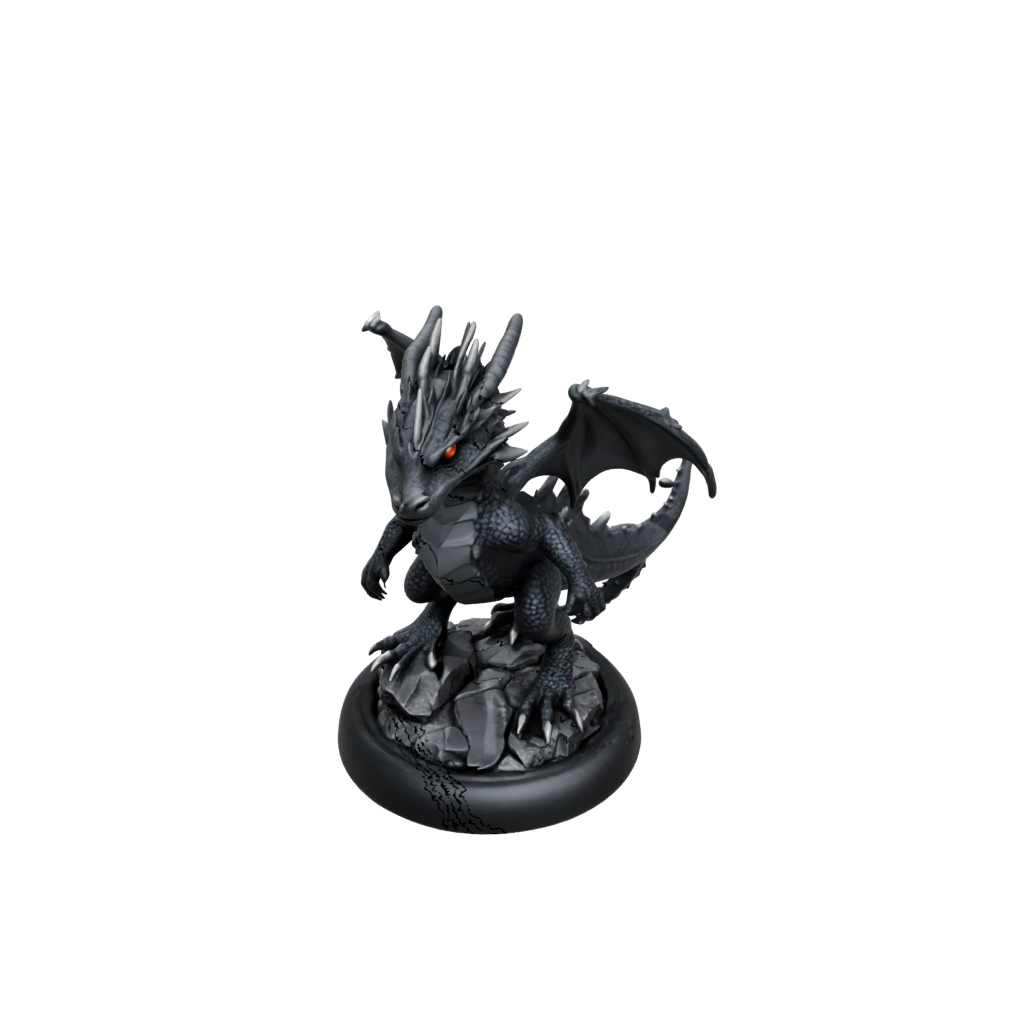 Obsidian Young Dragon Wyrmling