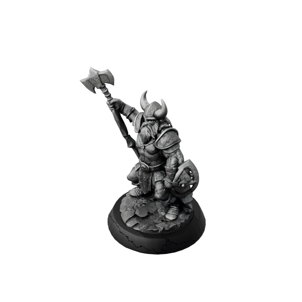 Obsidian Dwarf Warrior With Battleaxe