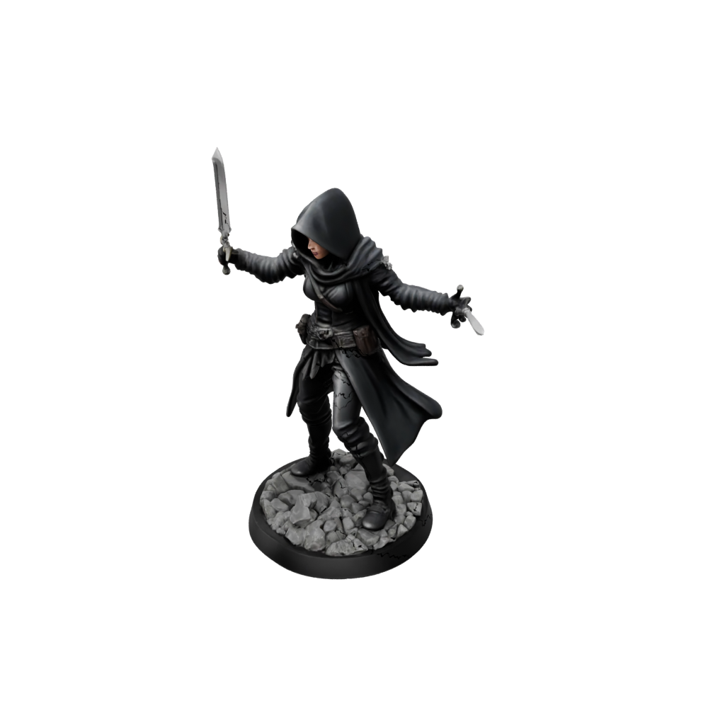 Obsidian Hooded Rogue With Daggers