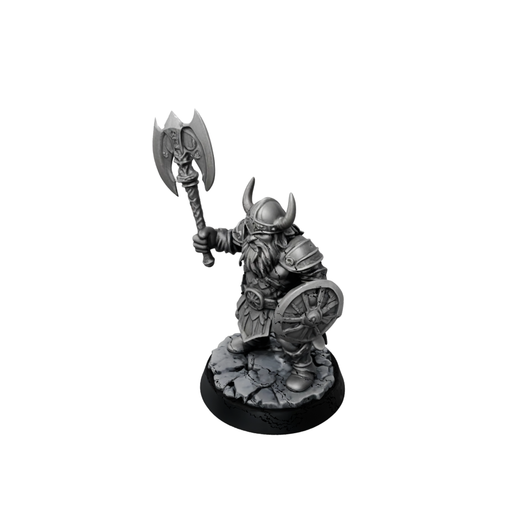 Obsidian Dwarf Warrior With Battleaxe