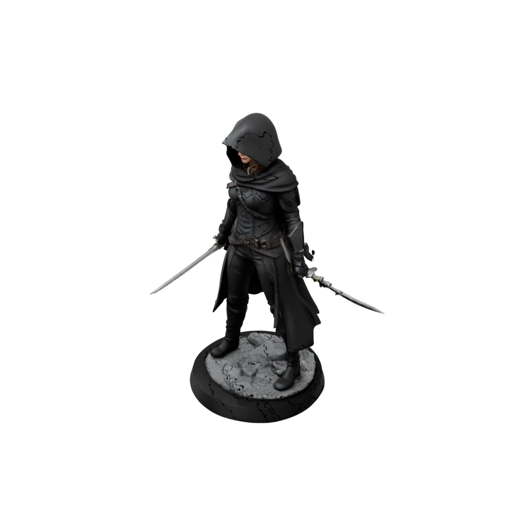 Obsidian Hooded Rogue With Daggers