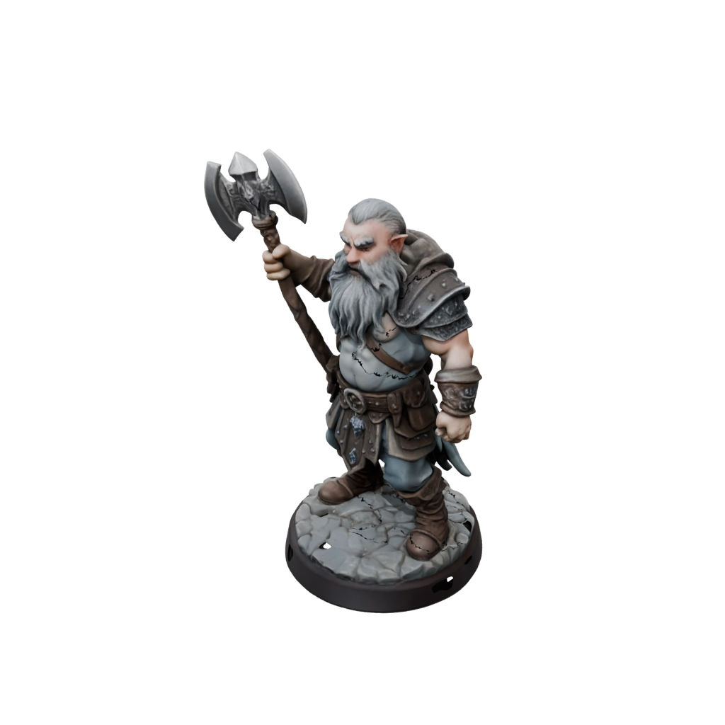 Pastel Dwarf Warrior With Battleaxe