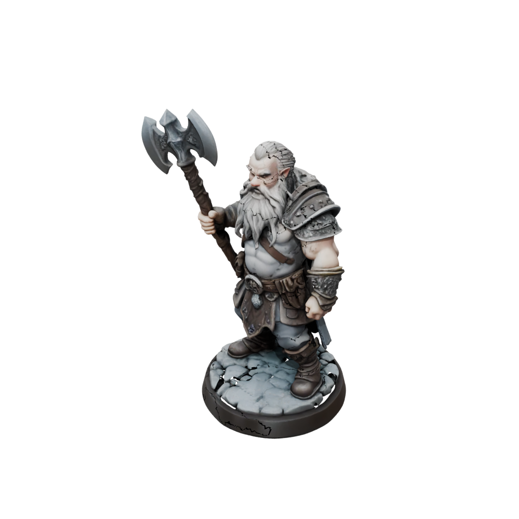 Pastel Dwarf Warrior With Battleaxe