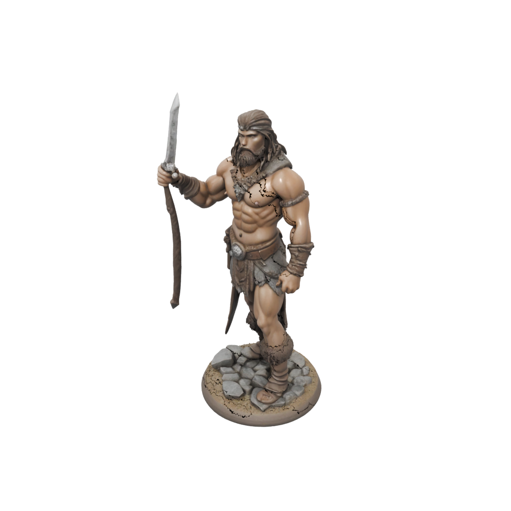 Barbarian With Greatsword — tabletop minis 3D print model, STL
