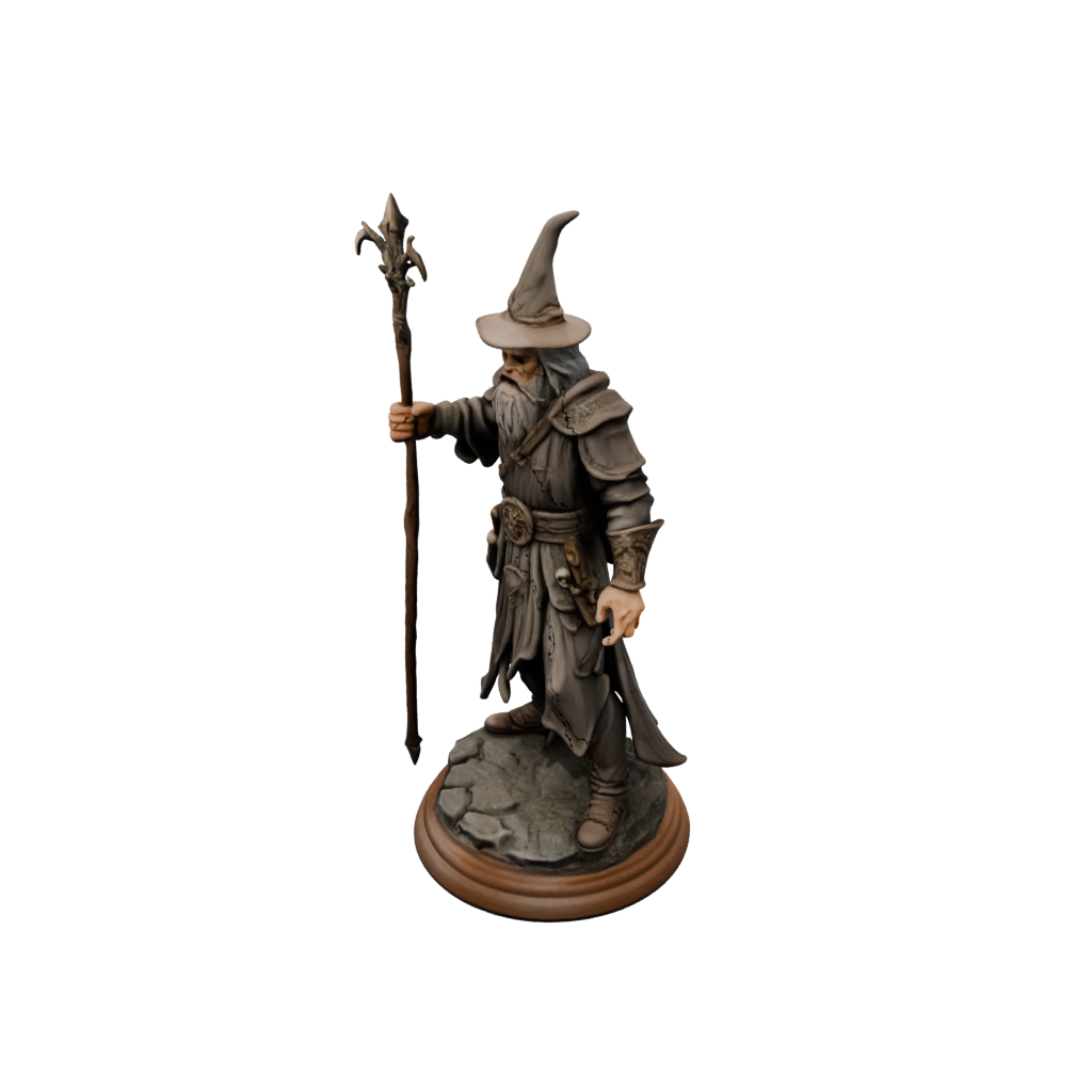Woodgrain Battle Wizard With Staff