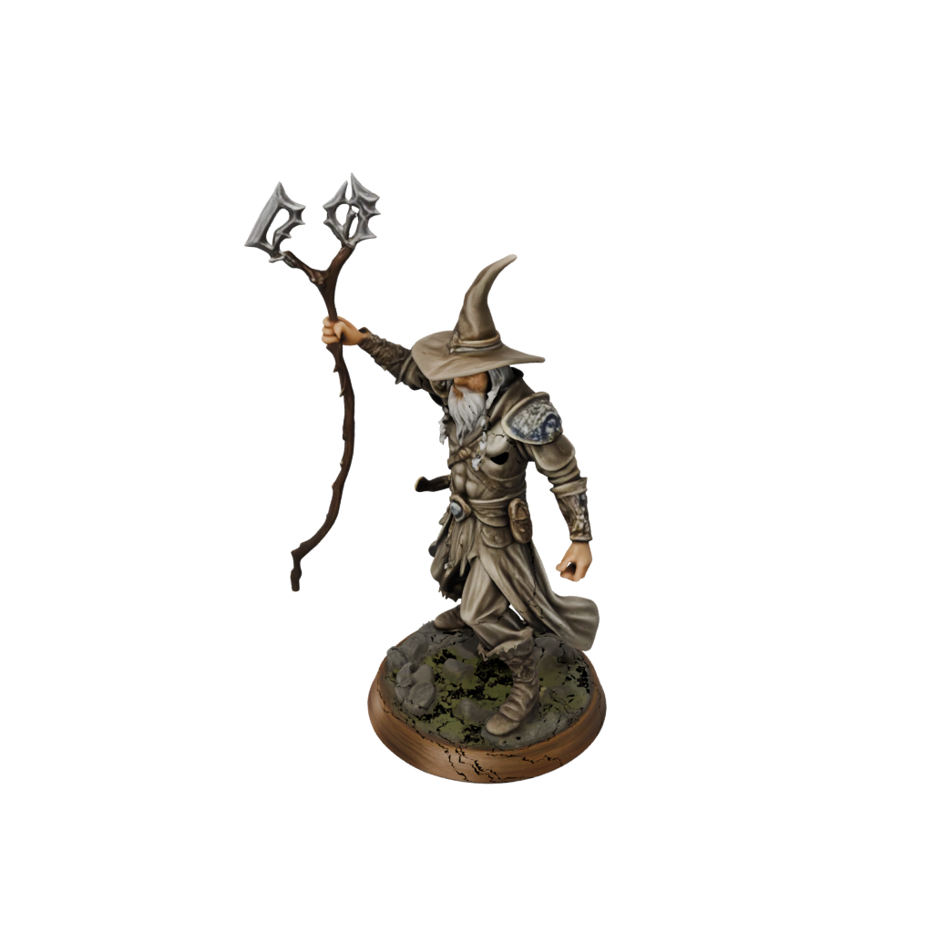 Woodgrain Battle Wizard With Staff