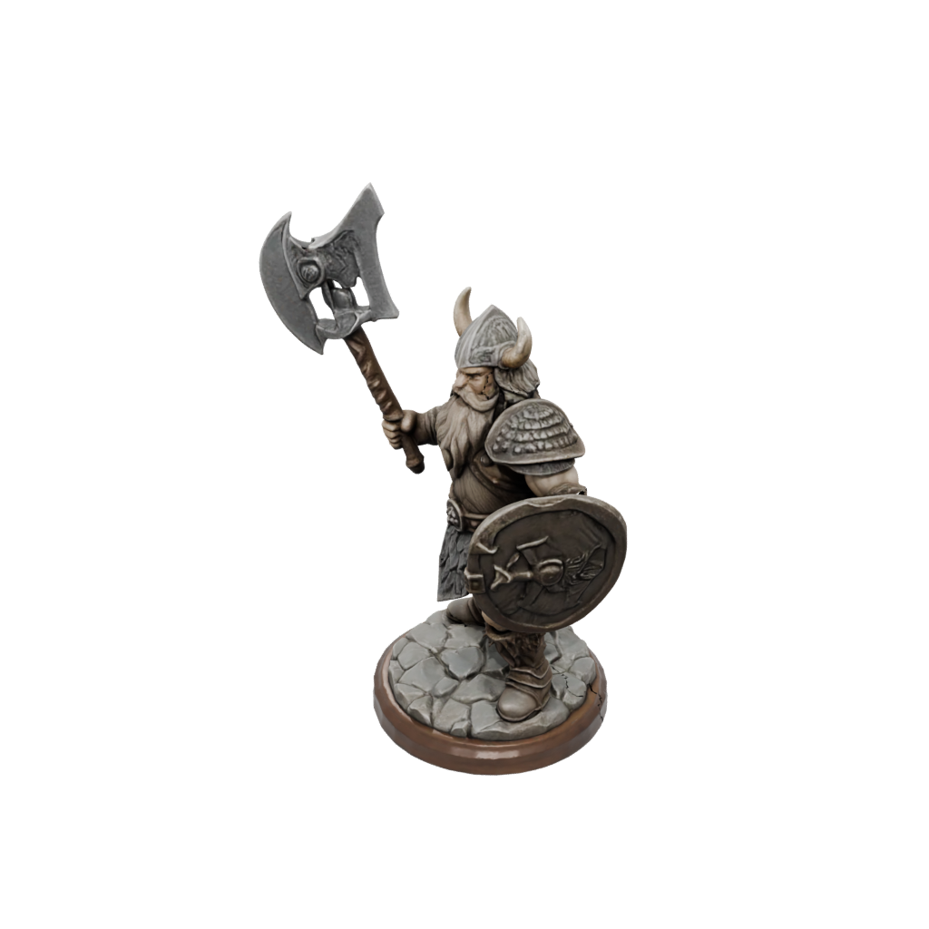Woodgrain Dwarf Warrior With Battleaxe