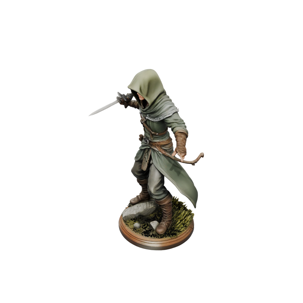 Woodgrain Hooded Rogue With Daggers