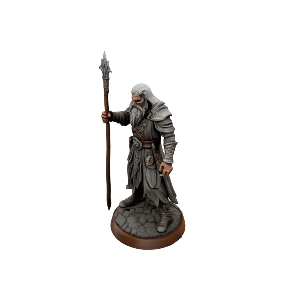 Woodgrain Battle Wizard With Staff